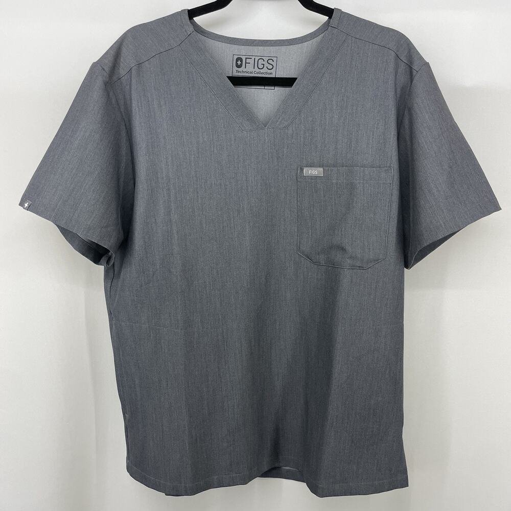Figs‎ Men's Size L Chisec Three Pocket Scrub Top Gray Technical Collection Shirt